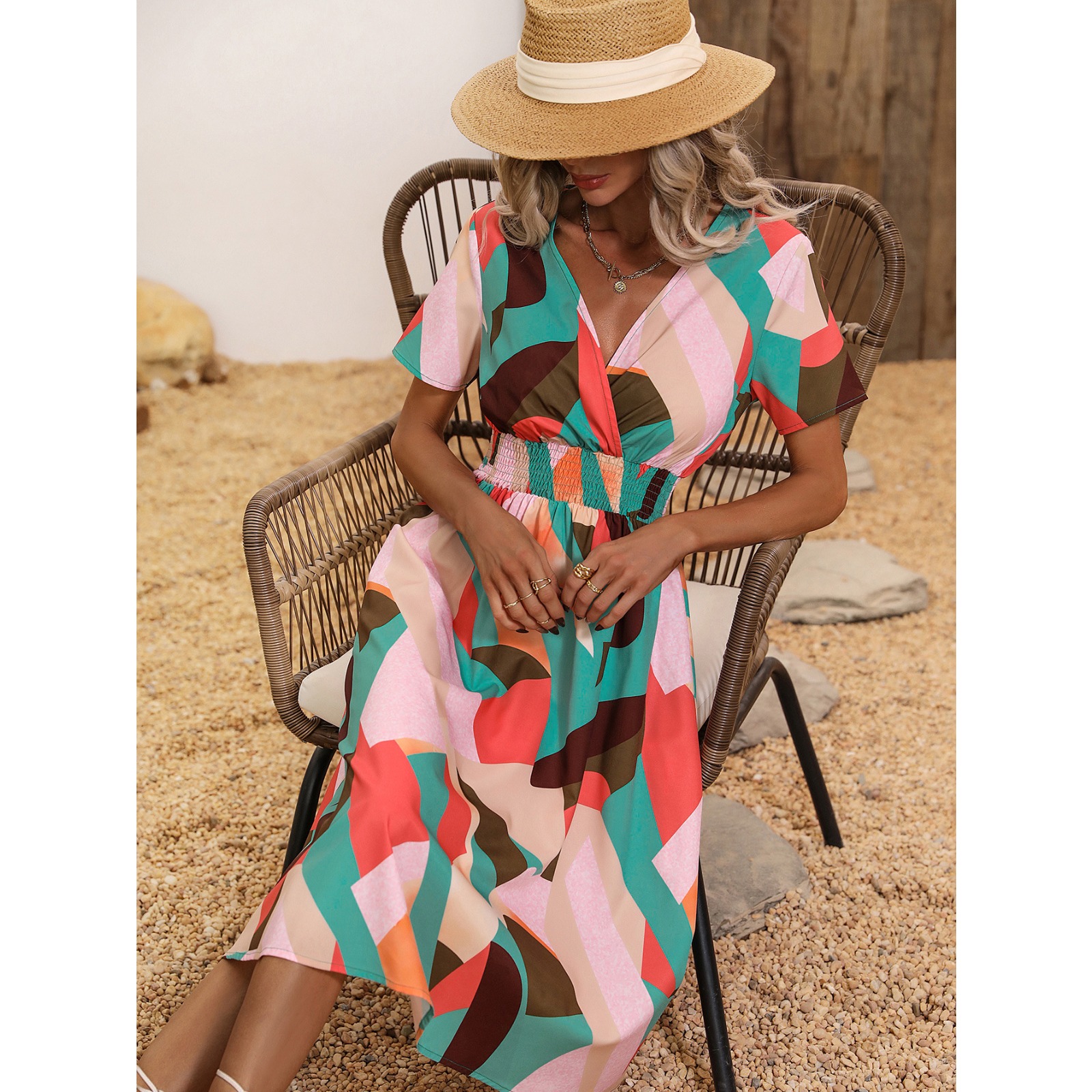 夏季小碎花印花短袖连衣裙