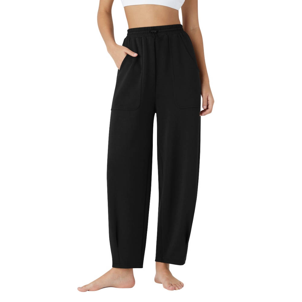 Women's Trendy Casual Solid Color Baggy Wide Leg Pants  High Waisted Drawstring Waist Harem Pants with Pockets, Slim Fit Track Pants Jogger Sweatpants for Streetwear, Workout & Daily Life