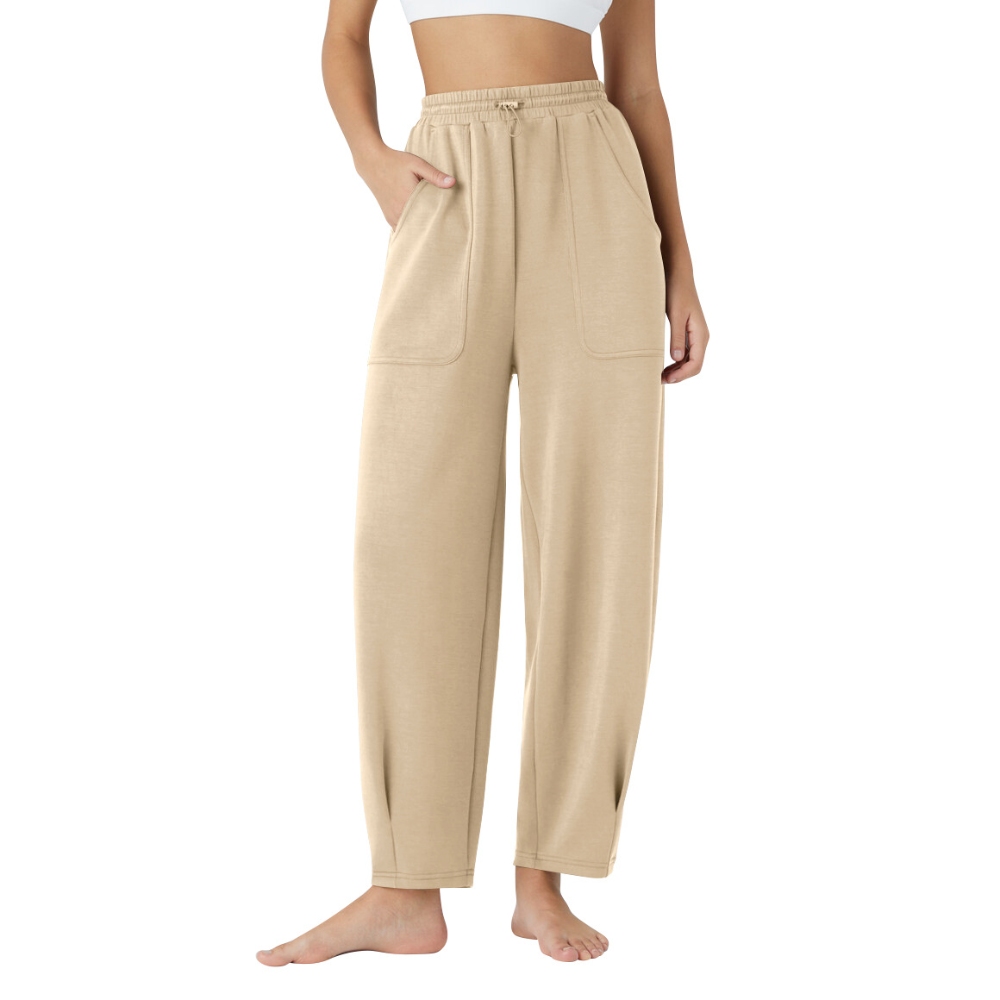 Women's Trendy Casual Solid Color Baggy Wide Leg Pants  High Waisted Drawstring Waist Harem Pants with Pockets, Slim Fit Track Pants Jogger Sweatpants for Streetwear, Workout & Daily Life