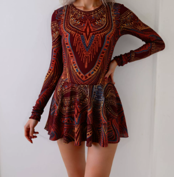 女式连体泳衣、塑形防晒泳衣裙、束腰系带、修身圆领泳衣