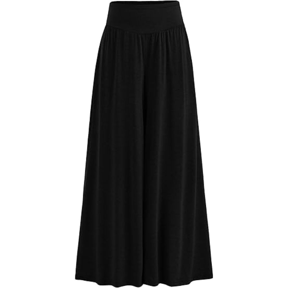 Women's Summer Wide Leg Palazzo Pants Flowy Elastic High Waisted Loose Fit Dance Pants for Dance Practice, Daily Wear & Casual Outings, Y2K Trendy Stretchy Solid Color Relaxed Long Trousers