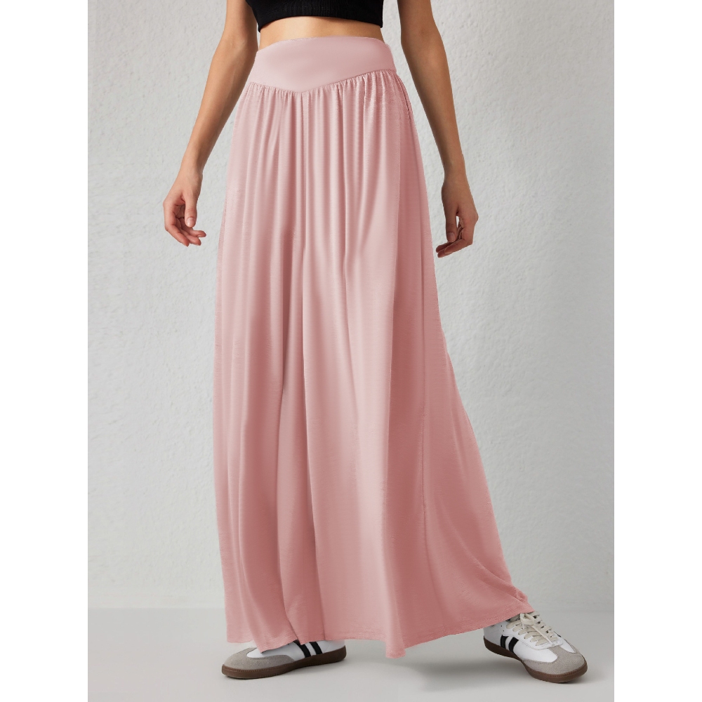 Women's Summer Wide Leg Palazzo Pants Flowy Elastic High Waisted Loose Fit Dance Pants for Dance Practice, Daily Wear & Casual Outings, Y2K Trendy Stretchy Solid Color Relaxed Long Trousers