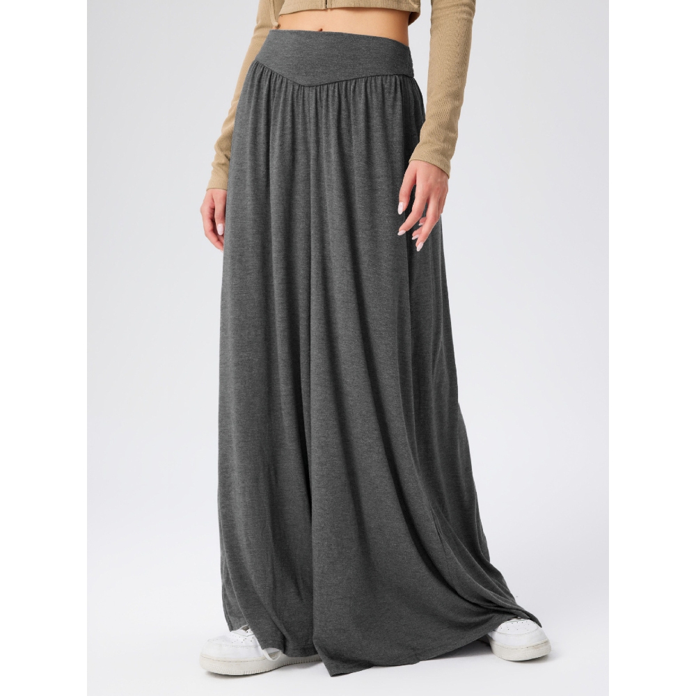 Women's Summer Wide Leg Palazzo Pants Flowy Elastic High Waisted Loose Fit Dance Pants for Dance Practice, Daily Wear & Casual Outings, Y2K Trendy Stretchy Solid Color Relaxed Long Trousers