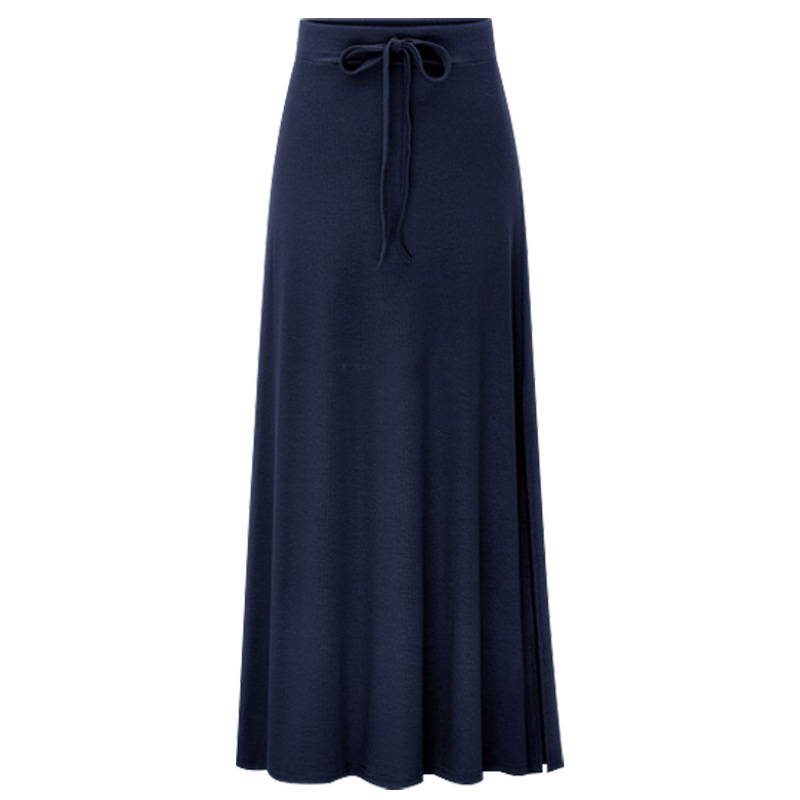 Plus Size Women's Fashion Knit Midi Skirt High Waist Side Slit A Line Elastic Skirt