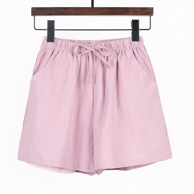 Women's Summer Linen Cotton Wide Leg Shorts Plus Size High Waist Loose Casual Athletic Shorts
