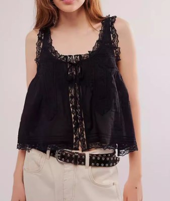 Women Summer Boho Lace Tie Front Tank Beach Vacation Top Button Down Sleeveless Cardigan Crop Y2k Tops Clothes 2025