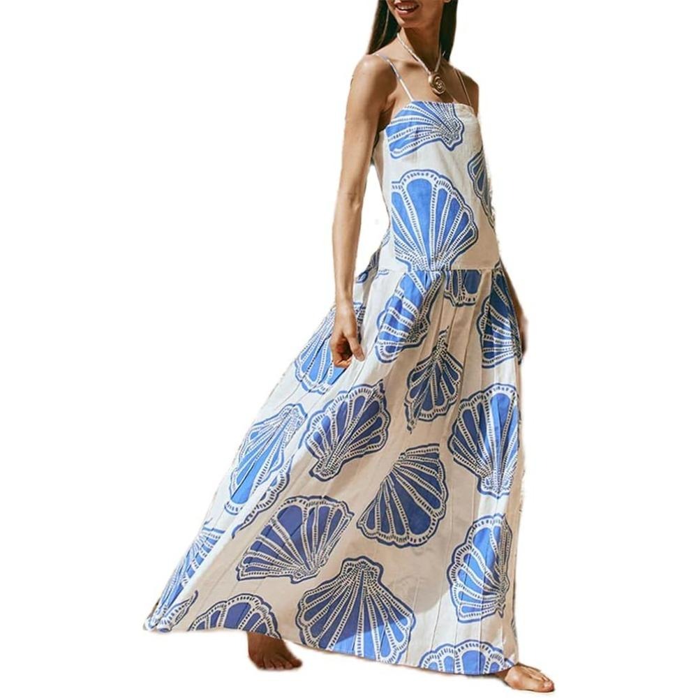 2025亚马逊外贸时尚宽松亚麻无袖抹胸度假风连衣裙