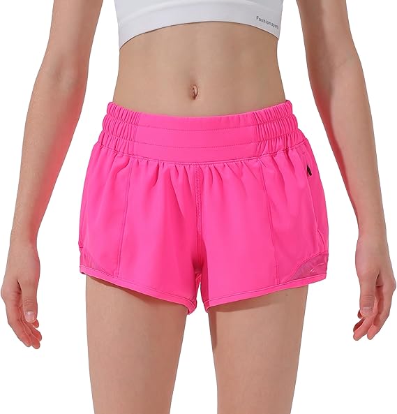  Women's Summer Athletic Shorts - Breathable Quick-Dry Workout Hot Pants with Reflective Stripes, Elastic High Waist Slim Fit Lightweight Zip Pocket Shorts for Running, Gym, Yoga & Outdoor Activities