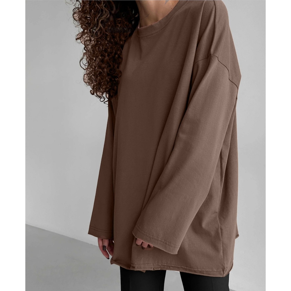 2025春秋新款欧美风纯棉长袖T恤女手工磨破宽松上衣