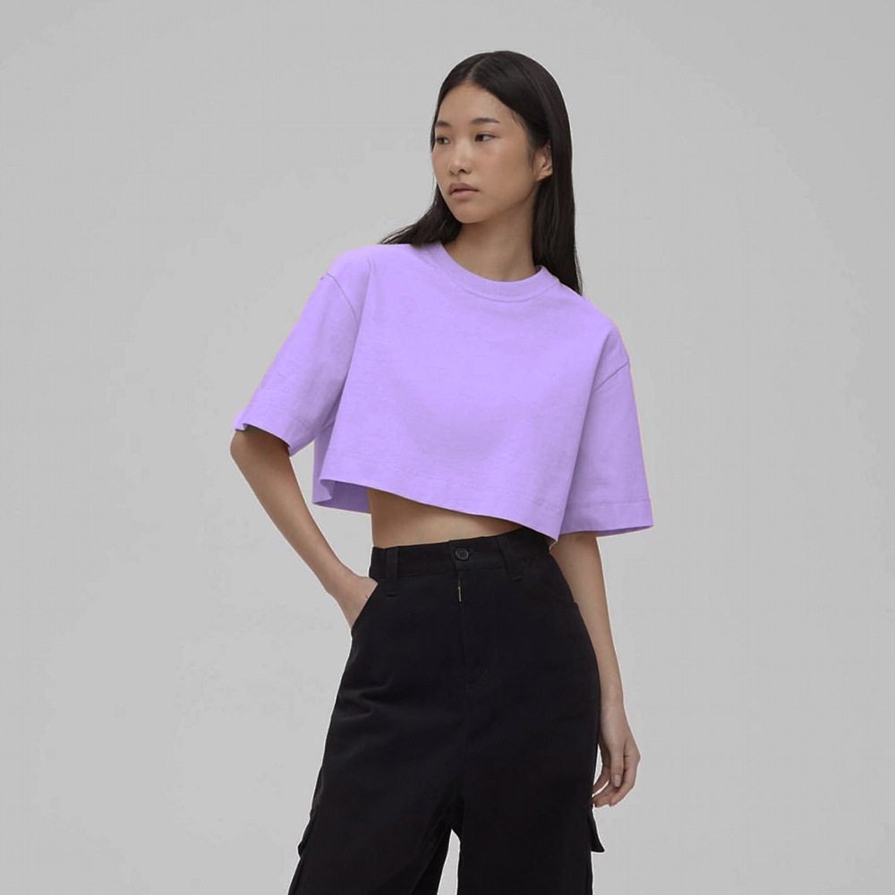 2025春夏新款纯色短款T恤女跨境欧美热卖Y2k纯棉短袖上衣辣妹风