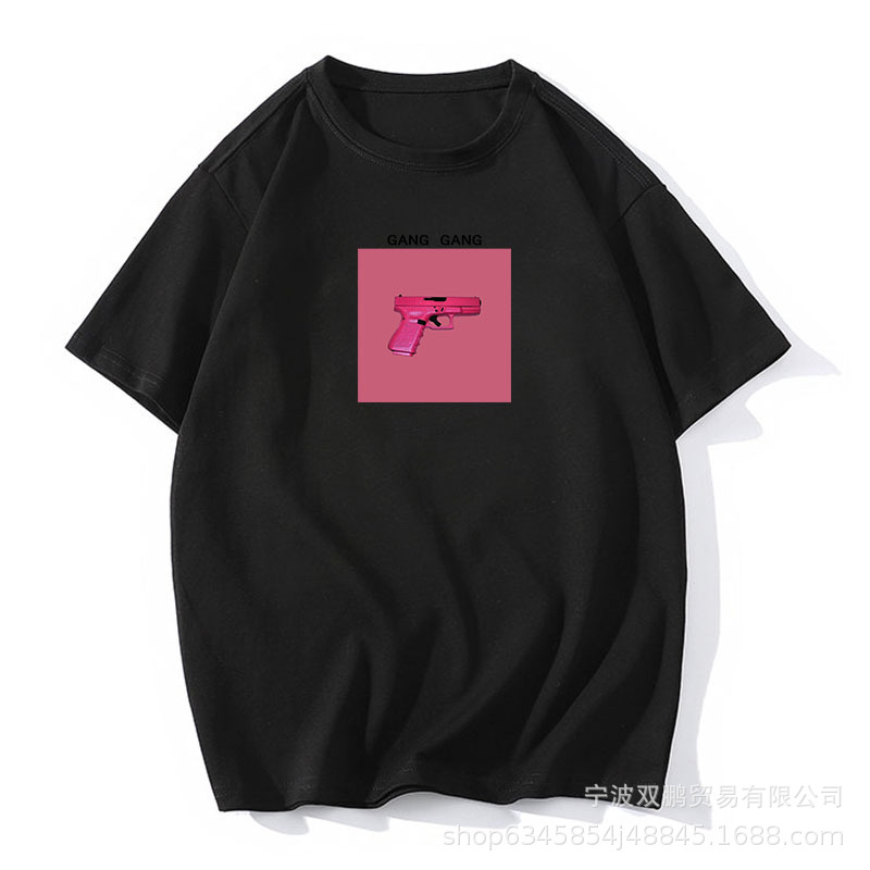 Women's Oversized Crewneck Cotton Tee, Summer Short Sleeve T-Shirt with Artistic Print, Casual Solid Color Basic Loose Fit Top for Daily Wear 