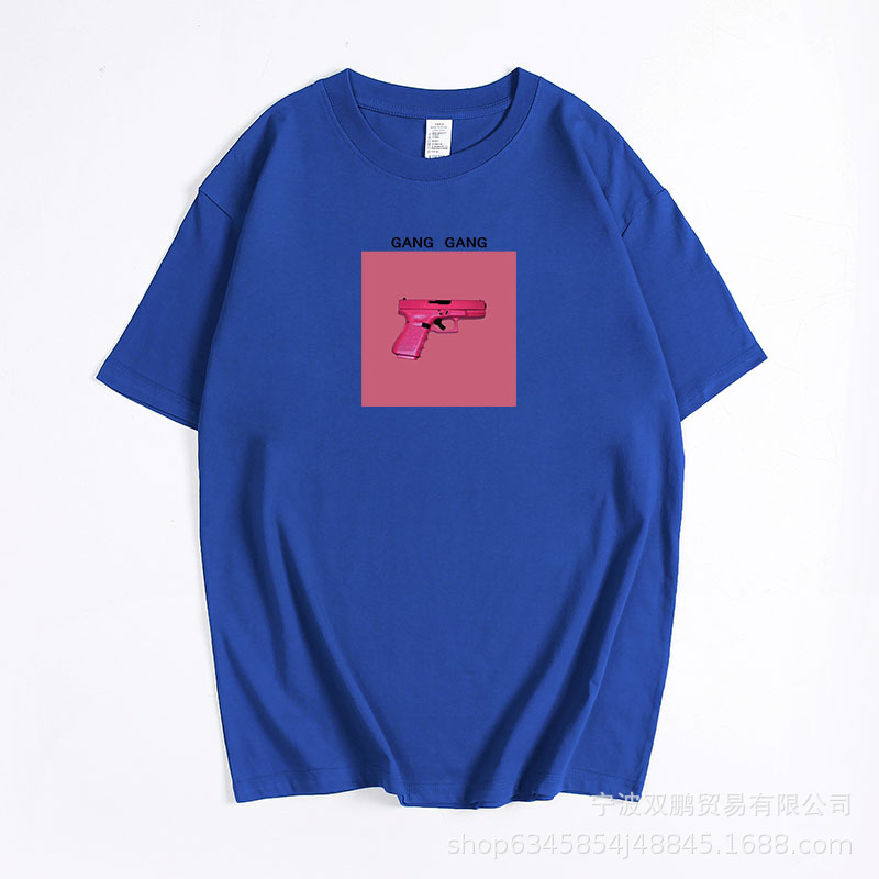 跨境热卖欧美ins风印花T恤女夏季新款百搭宽松圆领纯棉短袖上衣