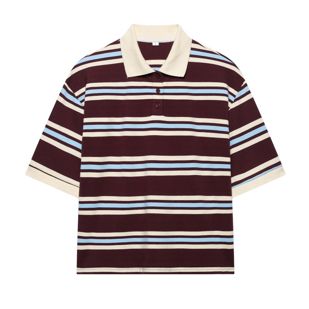 跨境欧美时尚条纹短袖T恤上衣