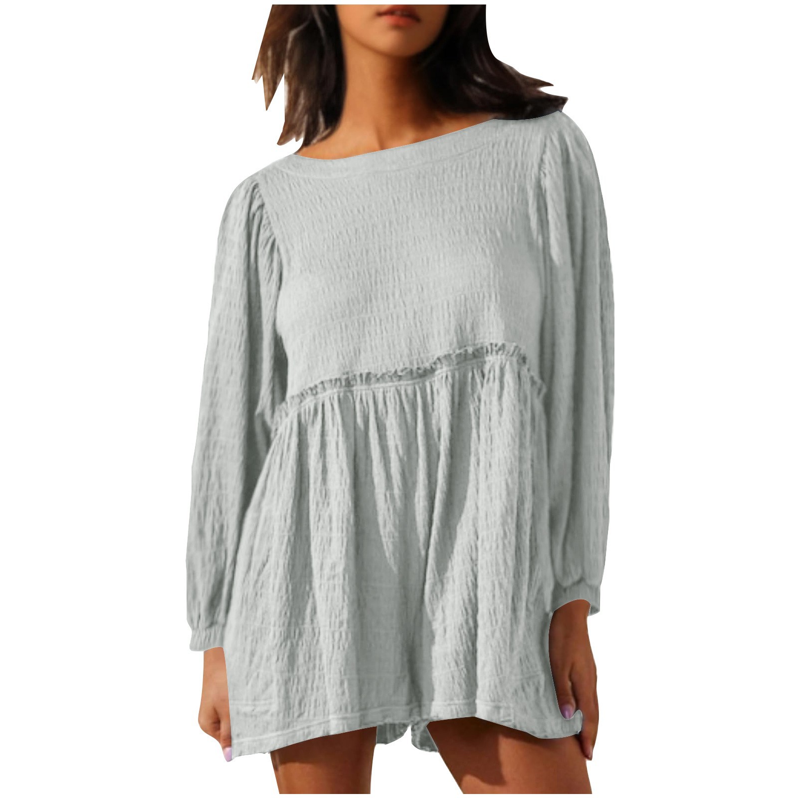 2024秋冬新款外贸跨境女装时尚性感抽皱花边网红宽松连体裤套装女