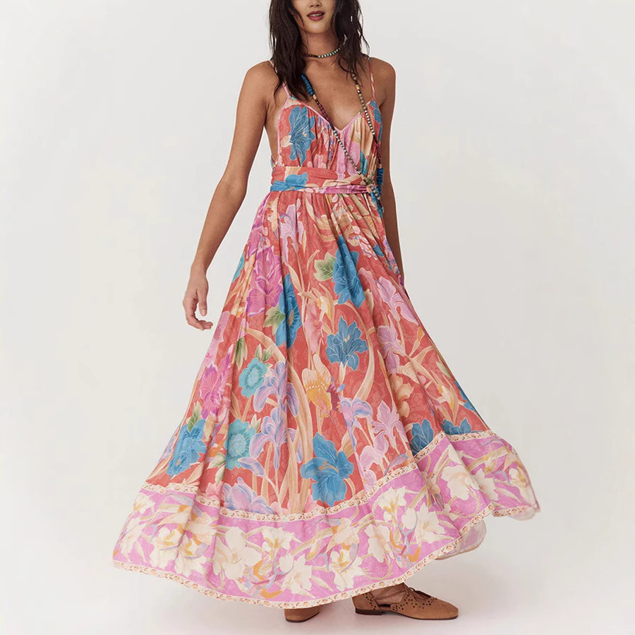 Women's Summer New Printed Camisole Dress Loose Breathable Soft & Comfortable Casual Vacation Dress