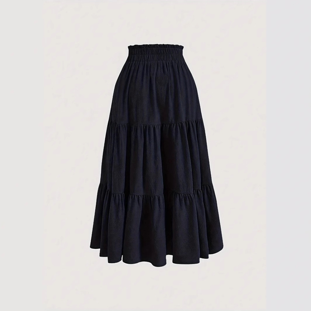 跨境欧美时尚2024新款显瘦透气有垂感百搭好看打结腰褶皱半身裙