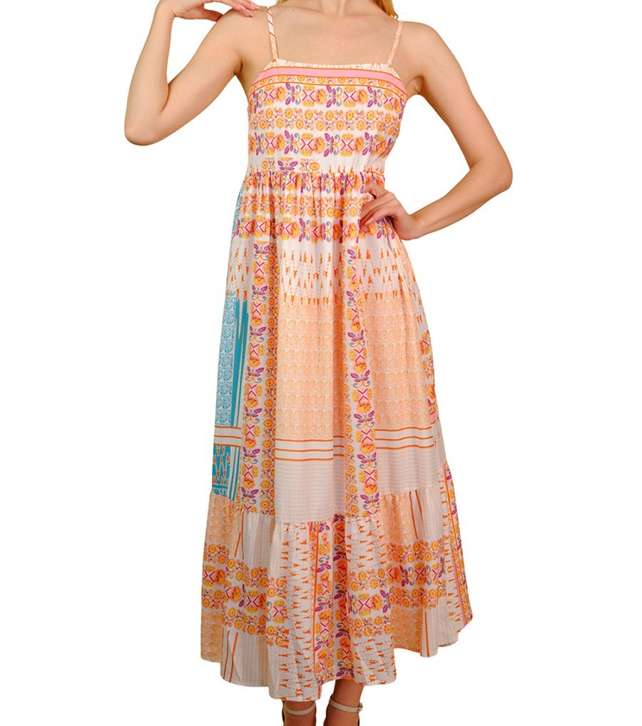 Summer New Breathable Soft Comfortable Women's Loose Casual Resort Style Square Neck Maxi Dress