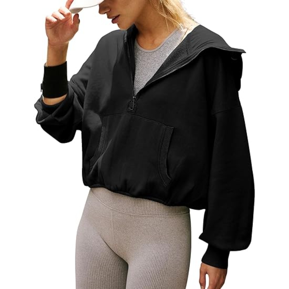 Women's 2025 Fall Trendy Half Zip Hoodie Oversized Loose Long Sleeves  Pullover Sweatshirt Y2K Streetwear Athleisure Lounge Wear Comfy Outfit for Street Style, Gym 