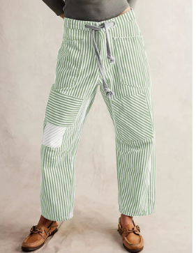 Women‘s  Baggy Barrel Jeans   Y2k Striped Drawstring High Waist Straight Wide Leg Boyfriend Jeans Mom Denim Pants