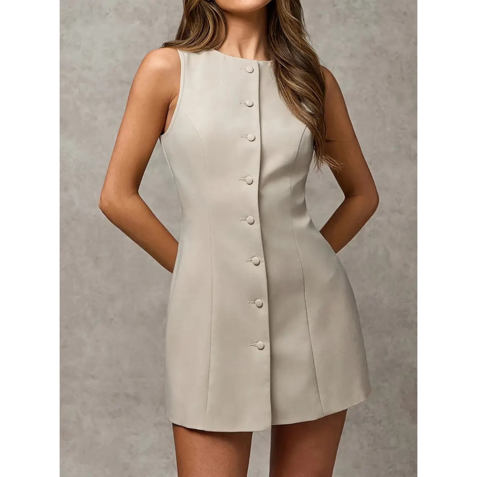 Summer 2025 new slim sleeveless mid-length skirt European and American style temperament vest basic dress