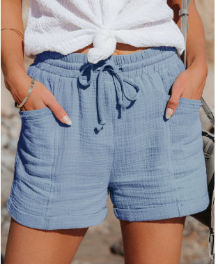 Women 's Shorts Lightweight vCasual Drawstring Comfy Elastic Waist  Linen blend Summer Pull On Casual Daily Shorts with Pockets