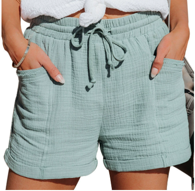 Women 's Shorts Lightweight vCasual Drawstring Comfy Elastic Waist  Linen blend Summer Pull On Casual Daily Shorts with Pockets