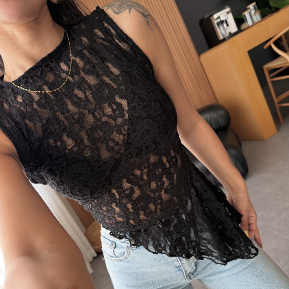 2025春夏亚马逊速卖通跨境爆款女装蕾丝衫收腰不规则斜摆背心上衣