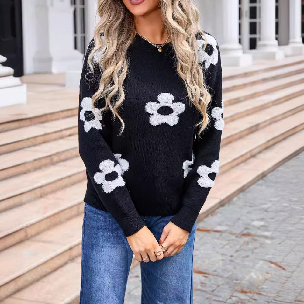 Spring New Women's Sweater Floral Print Plus Size Sweater