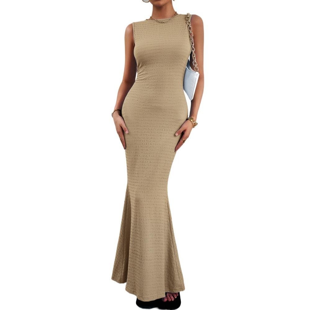 跨境无袖紧身连衣裙时尚优雅欧美女装修身新款赫本风