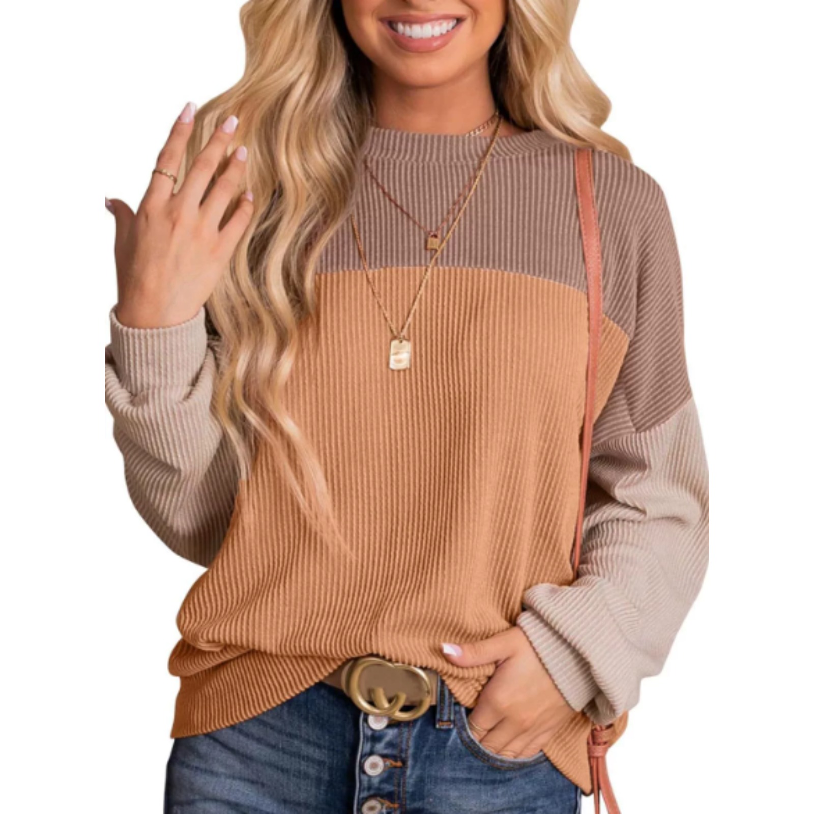 女装拼色休闲宽松卫衣套头上衣衬衫圆领卫衣