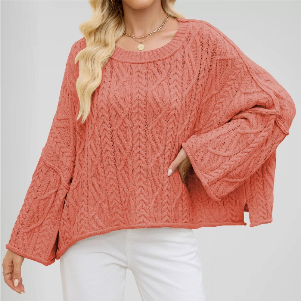 新款秋季女装圆领短款宽松纯色针织衫毛衣