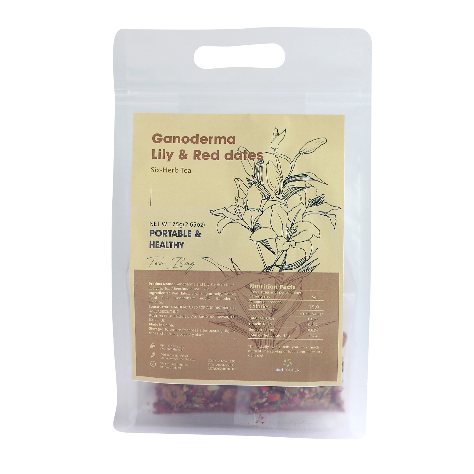 灵芝百合六宝茶袋泡茶