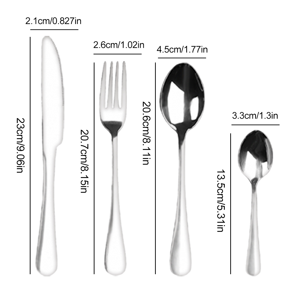 餐具套装 4 支装*4套丨家用简约餐具-304材质