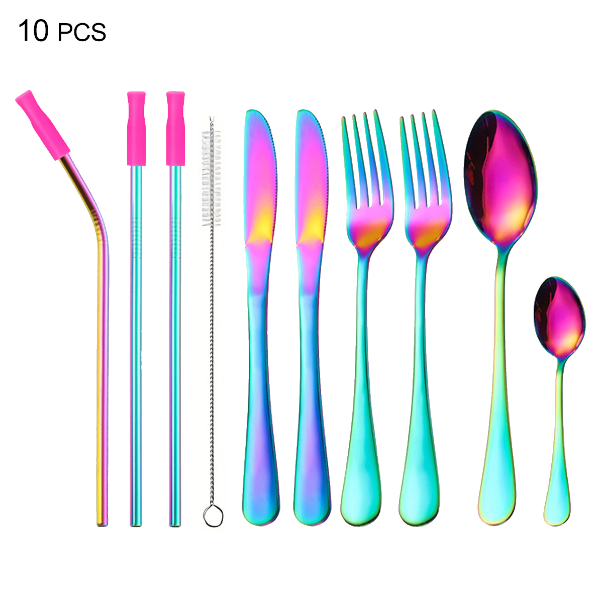 PX-幻彩餐具-粉袋10件套-410材质