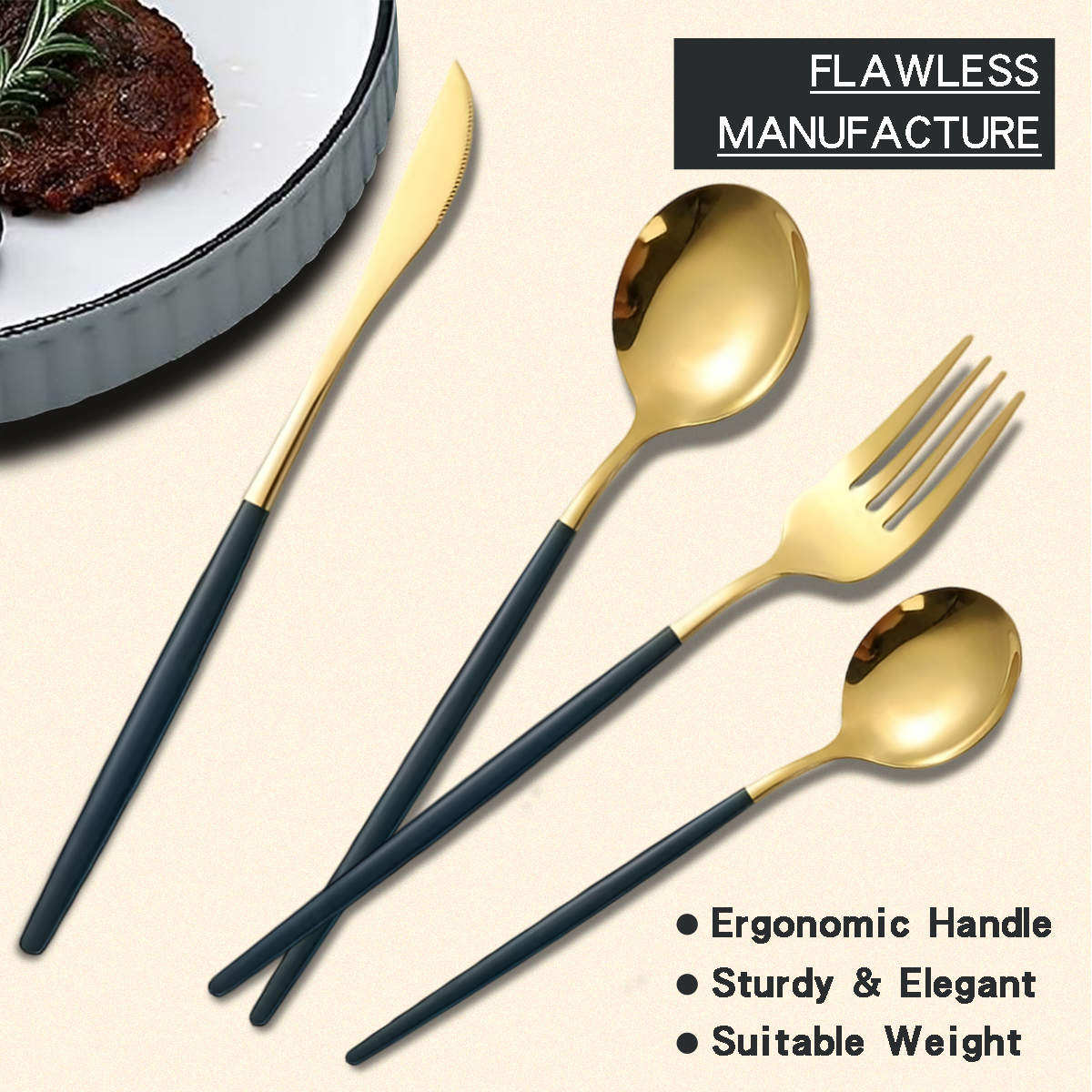 MT葡萄牙四主件-金色黑柄-410材质