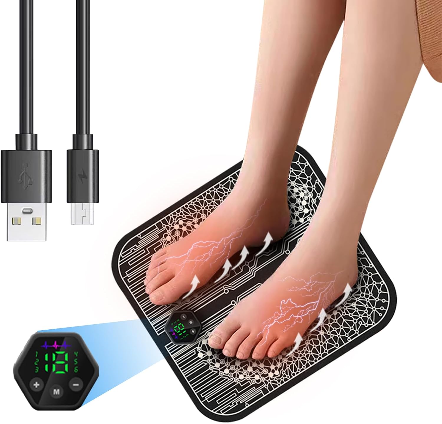 Portable electric massage foot pad