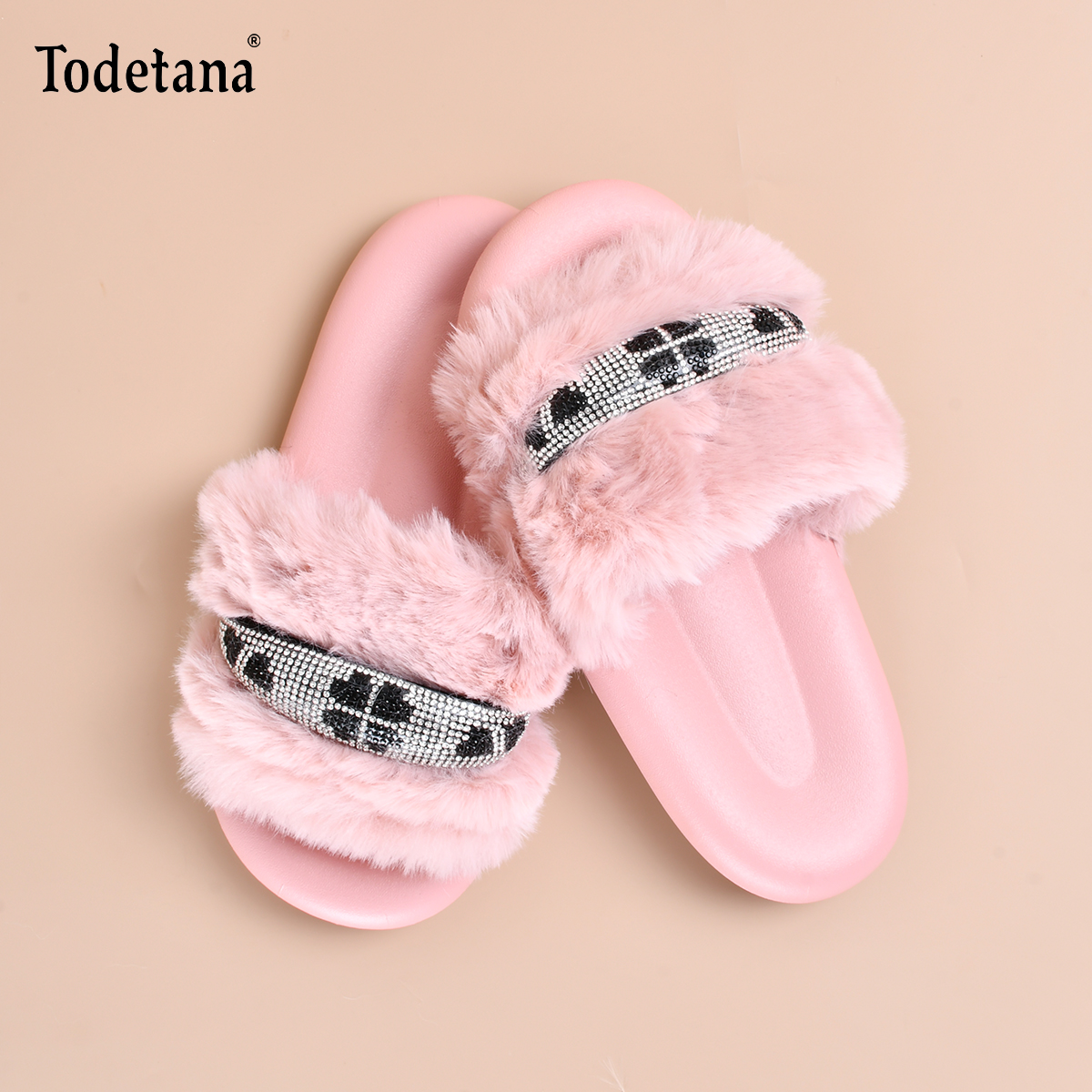 PVC毛绒四叶草女士拖鞋