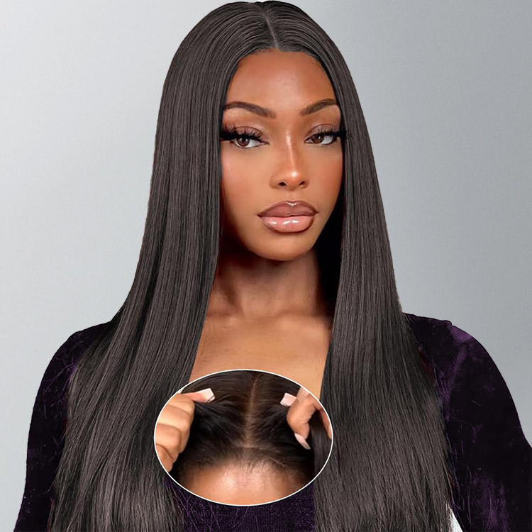 Natural Color 7x4 Lace Closure Human Hair Wig 200% Density Straight