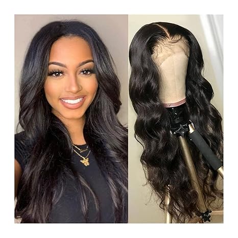 4x7 Lace Closure Wig Human Hair Natural Color Body Wave 200% Density