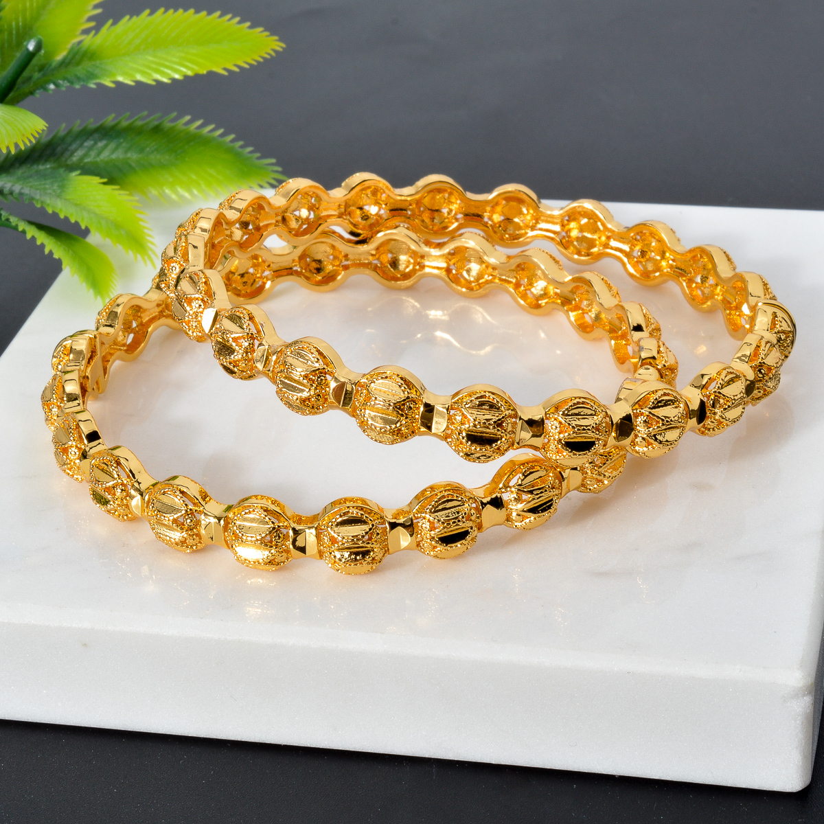 3PCS/set 时尚男士女士手镯套装中东风优雅独特圆球形状铜手镯适合宴会和日常佩戴珠宝礼物