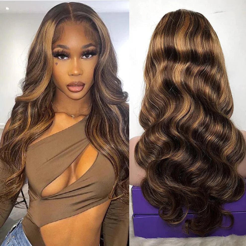 5*5 Pre-cut Lace Closure Human Hair Wig P427 Body Wave 150% Density			