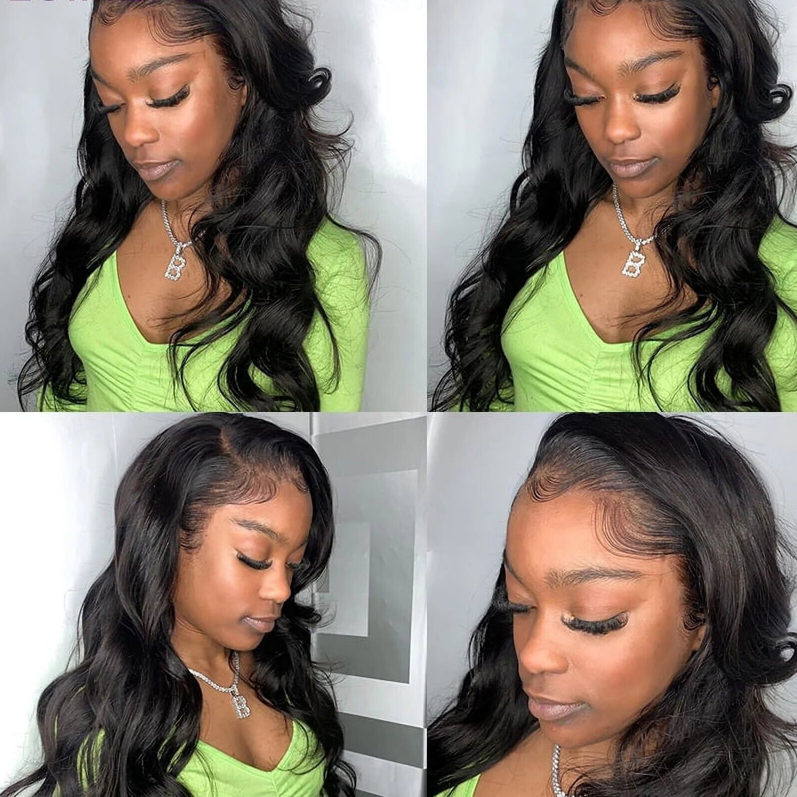 13*1 Lace Front Human Hair Wig Body Wave Natural Color 130% Density			