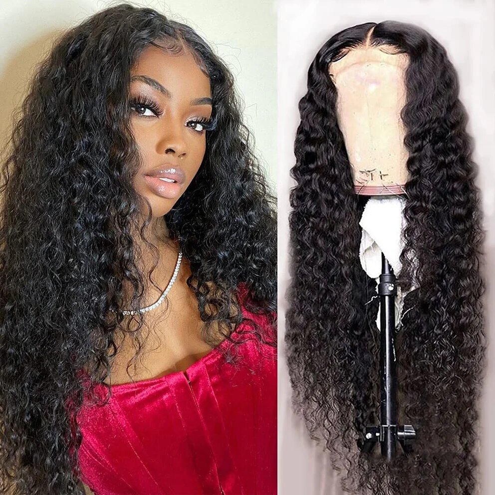 4*4 Lace Closure Human Hair Wig Natural Color Loose Wave 150% Density			