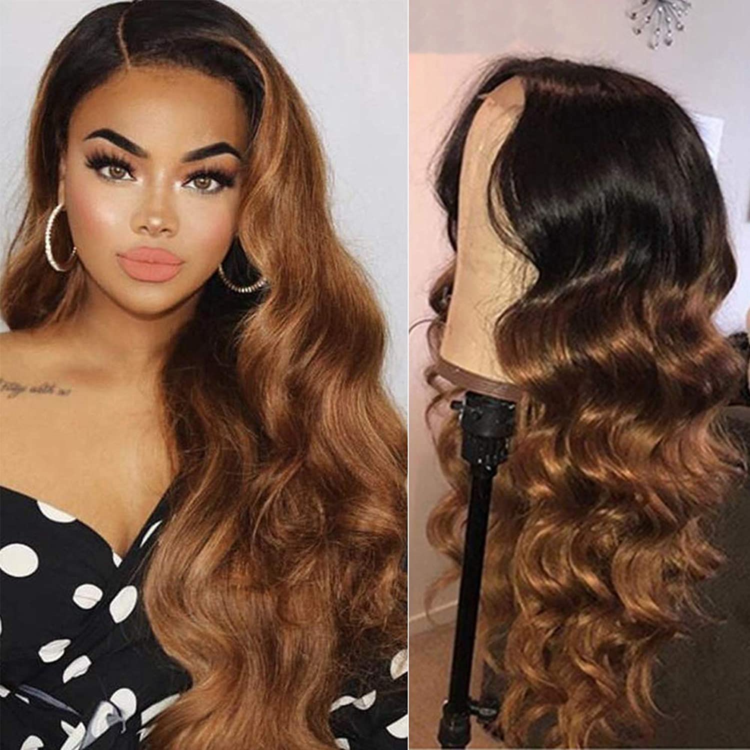 4*4蕾丝真人发头套Body Wave 1B/30 150%密度			