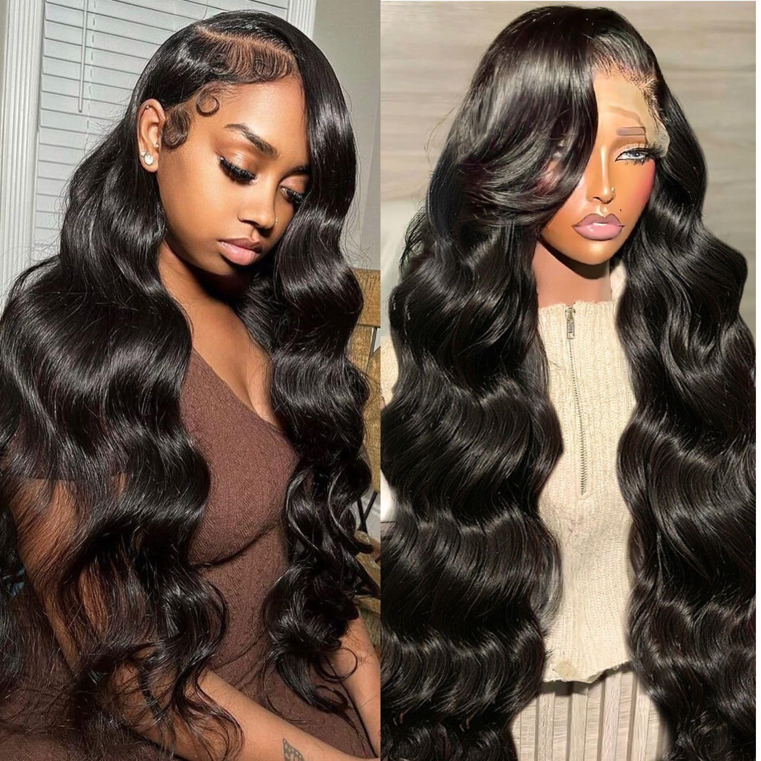 13x6前蕾丝真人发头套自然色body wave 150%密度 				