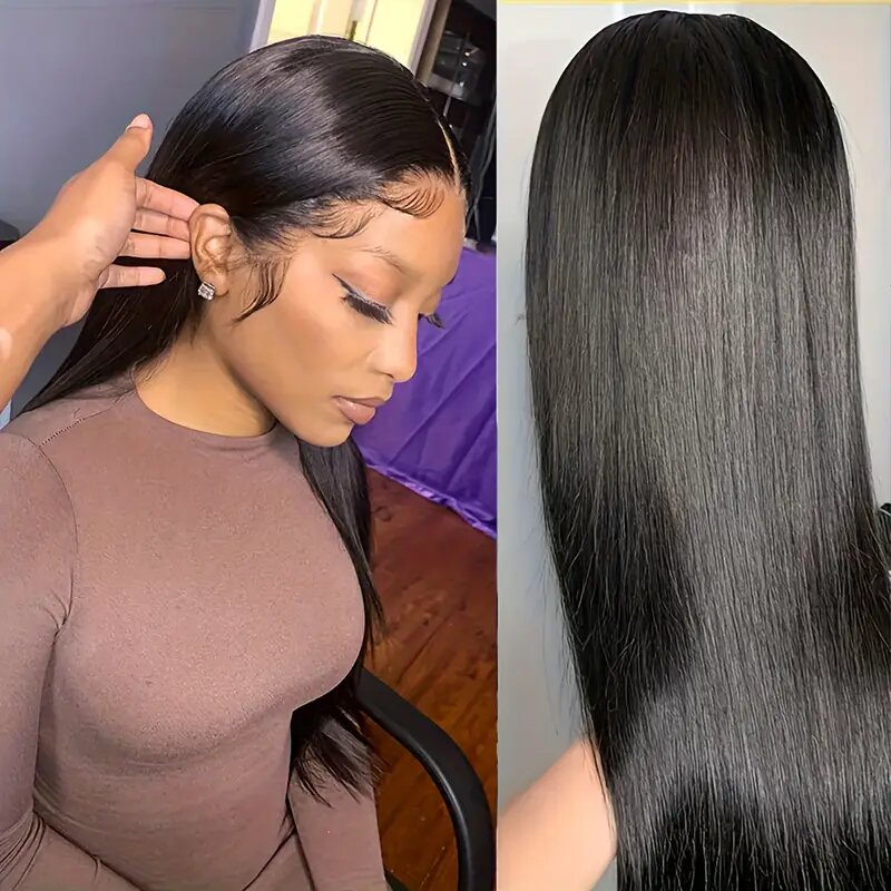 4*4蕾丝直条真人发头套自然色150%密度			