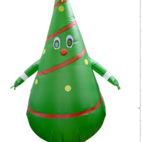 Inflatable Walking Christmas Tree Suit, Unisex Adult Fancy Dress Costume, Cosplay Party Funny Clothes with Beard Hat for Adult