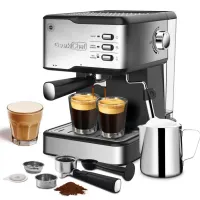 Geek Chef Espresso Machine; Espresso and Cappuccino latte Maker 20 Bar Pump Coffee Machine Compatible with ESE POD capsules filter; 950W; 1.5L Water Tank(Banned selling Amazon)