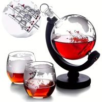 1 set of globe shaped decanters+2 cups+1 wooden frame【只支持海外仓一件代发自提不包邮】