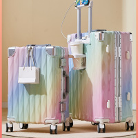 行李箱女20寸登机箱新款大容量拉杆箱24铝框旅行箱耐用密码皮箱子